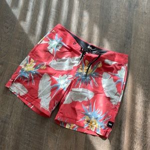 VANS RED FLORAL BOARD SHORTS